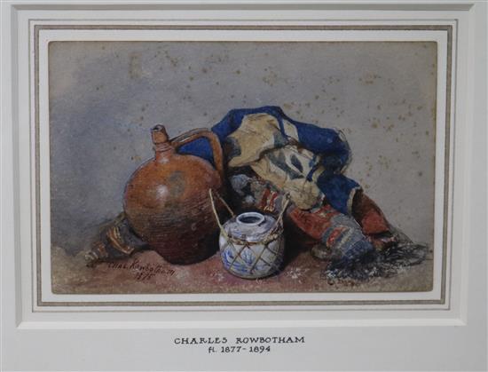 Charles Rowbotham, watercolour, Still life, signed and dated 1875 11 x 16cm